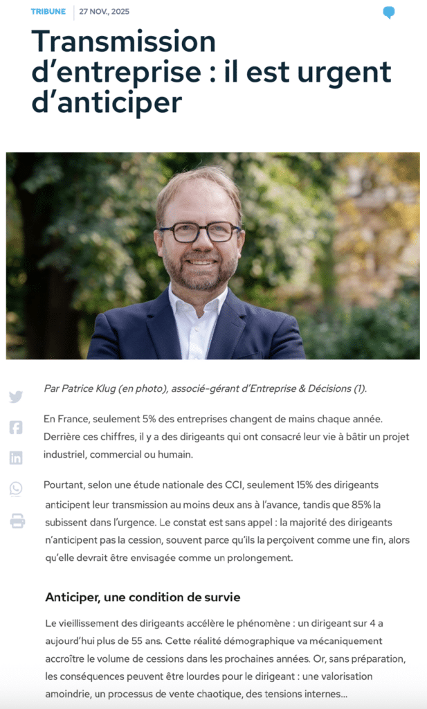 L’importance d’anticiper la cession de son entreprise